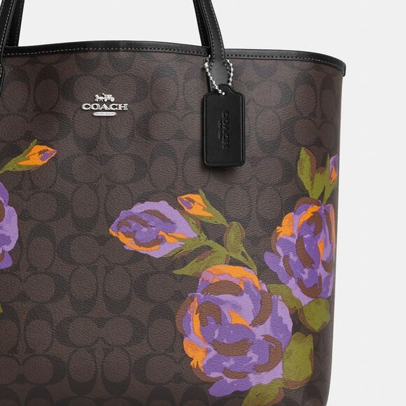 ALMOST PERFECT Coach Outlet City Tote Bag In Signature Canvas With Rose Print - Picture 4 of 6